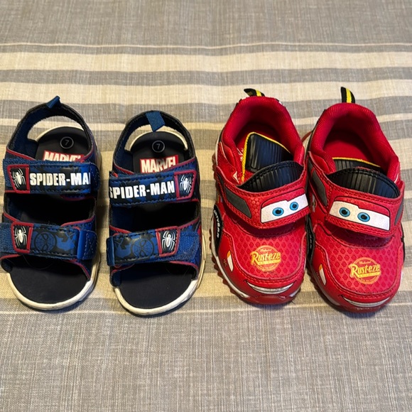 Gently used McQueen shoes and Spider-Man light up when toddler steps down - Picture 1 of 5